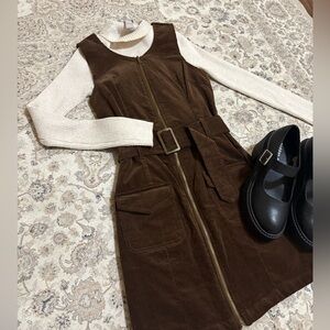 Brown Corduroy Mini Dress